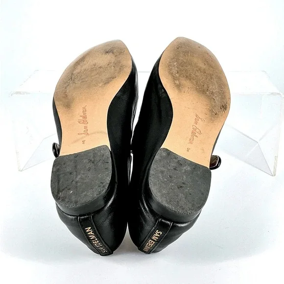 Sam Edelman Size 8 Black Leather Mary Jane Square Toe Flats Michaela - Picture 8 of 14